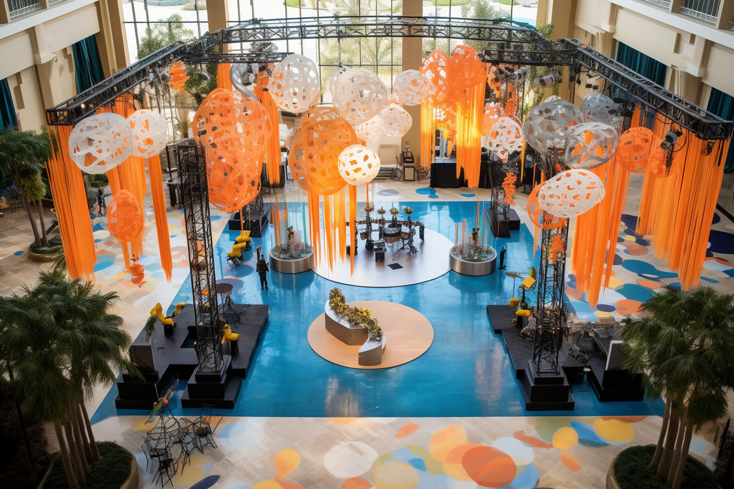 highangle-shot-themed-event-space-decorated-resemble-specific-location-setting